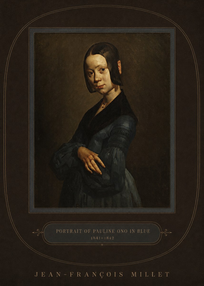 Jean-François Millet Portrait of Pauline Ono in Blue No4 - Plakát