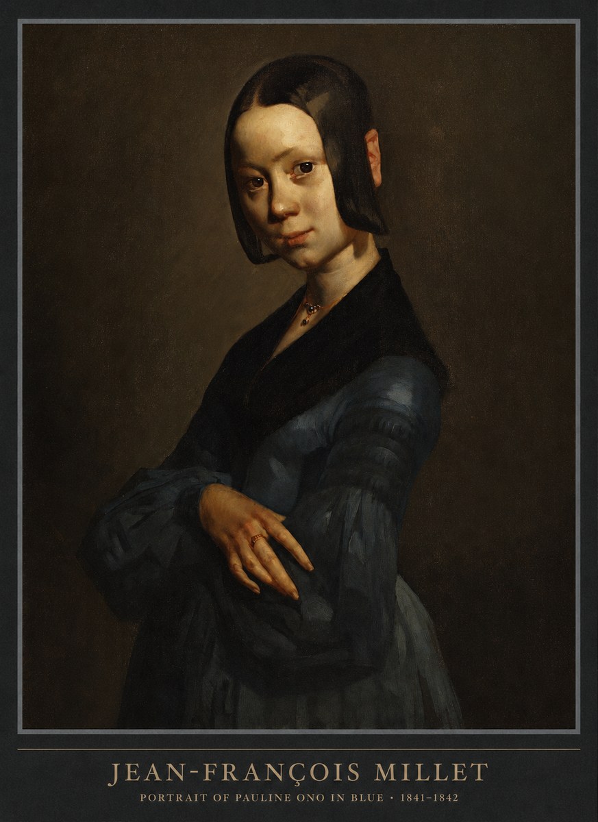 Jean-François Millet Portrait of Pauline Ono in Blue No6 - Plakát