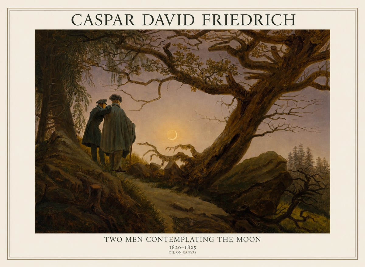 Caspar David Friedrich Two Men Contemplating the Moon II No1 - Plakát