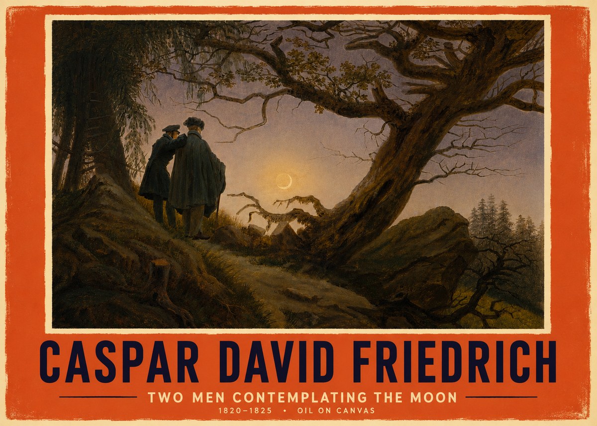 Caspar David Friedrich Two Men Contemplating the Moon II No4 - Plakát