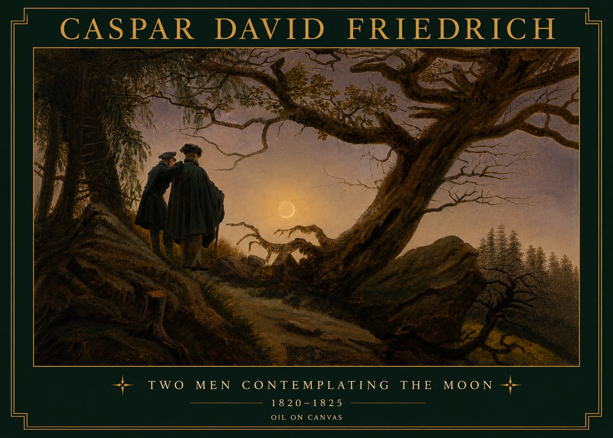 Caspar David Friedrich Two Men Contemplating the Moon II No5 - Plakát