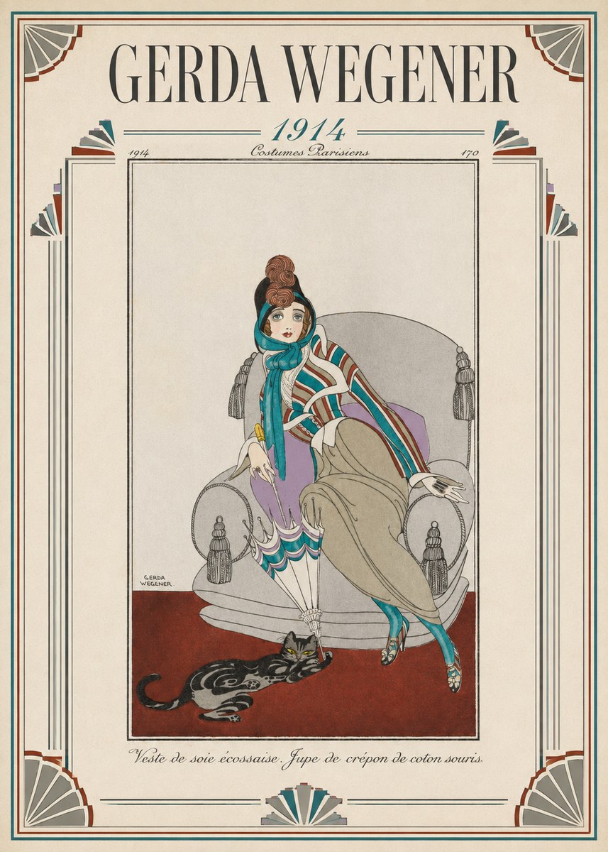 Gerda Wegener Veste De Soie Écossaise. Jupe De Crépon De Coton Souris. No1 - Plakát