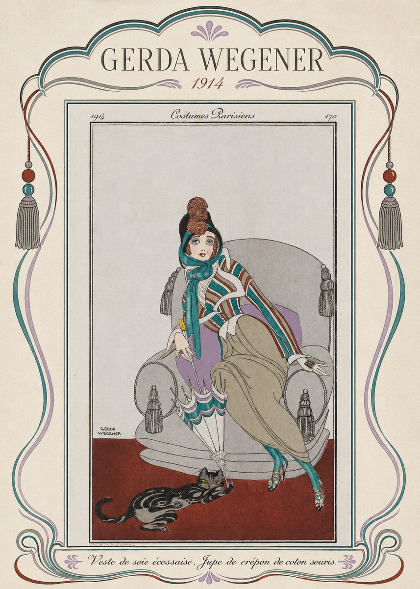 Gerda Wegener Veste De Soie Écossaise. Jupe De Crépon De Coton Souris. No4 - Plakát