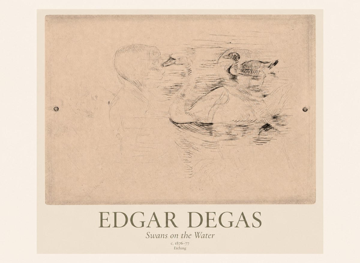 Edgar Degas Swans on the Water No1 - Plakát