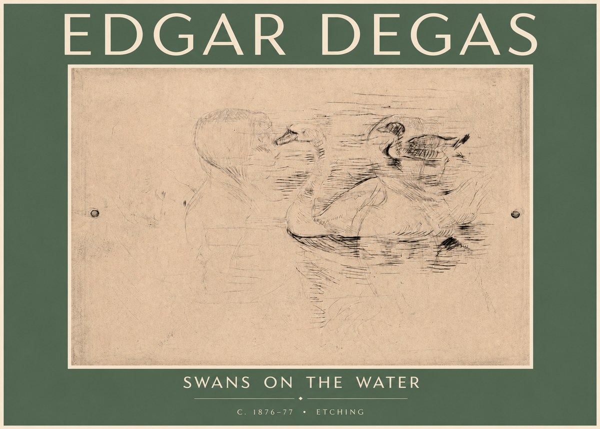Edgar Degas Swans on the Water No4 - Plakát