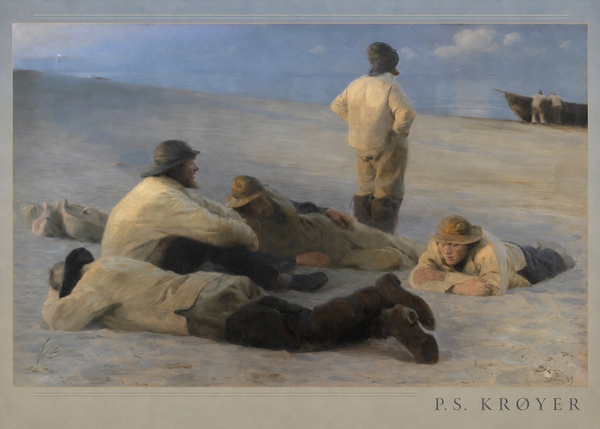 P.S. Krøyer Fishermen on Skagen Beach No3 - Plakát
