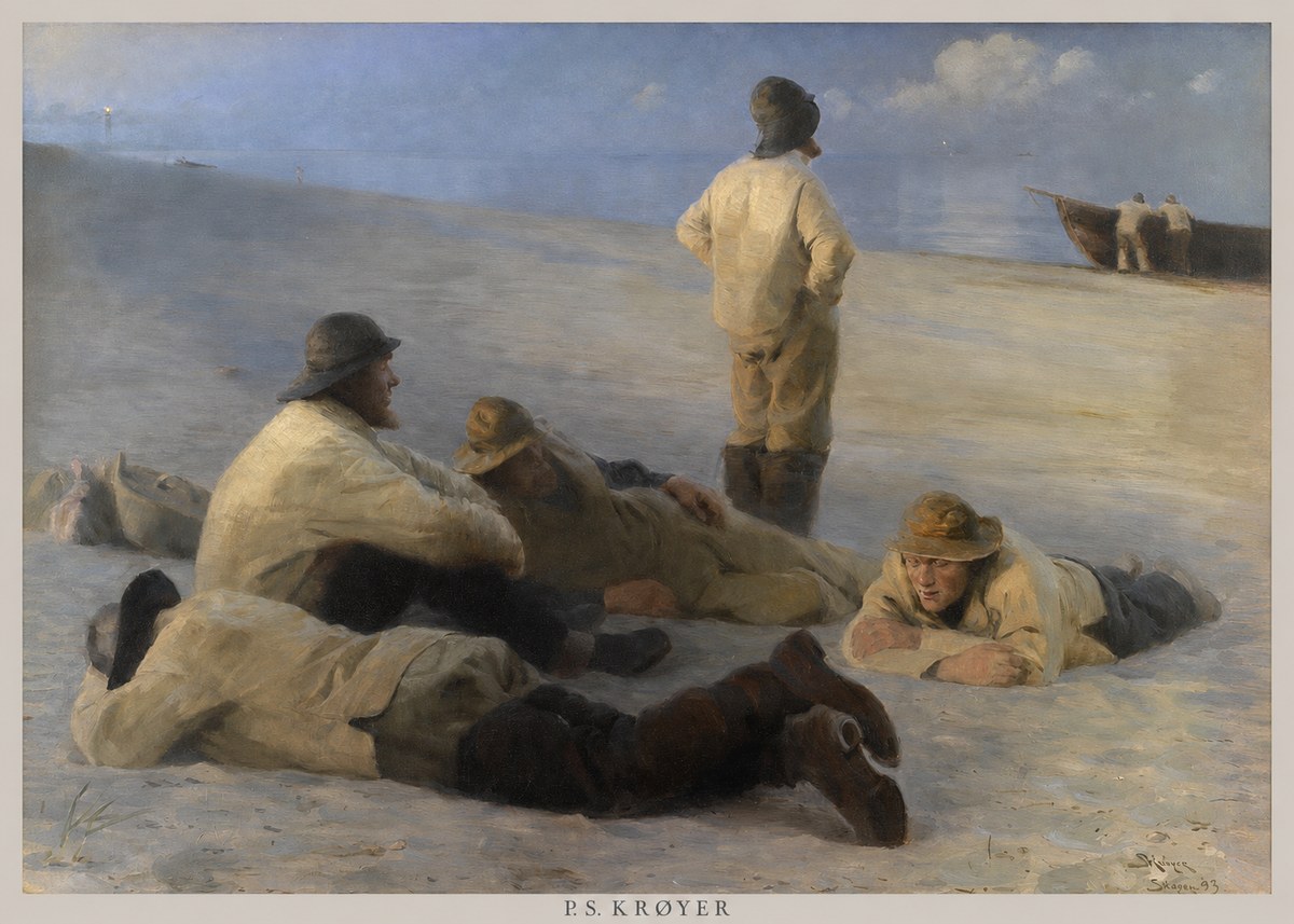 P.S. Krøyer Fishermen on Skagen Beach No6 - Plakát