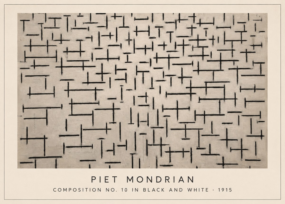 Piet Mondrian Composition No. 10 in Black and White No3 - Plakát