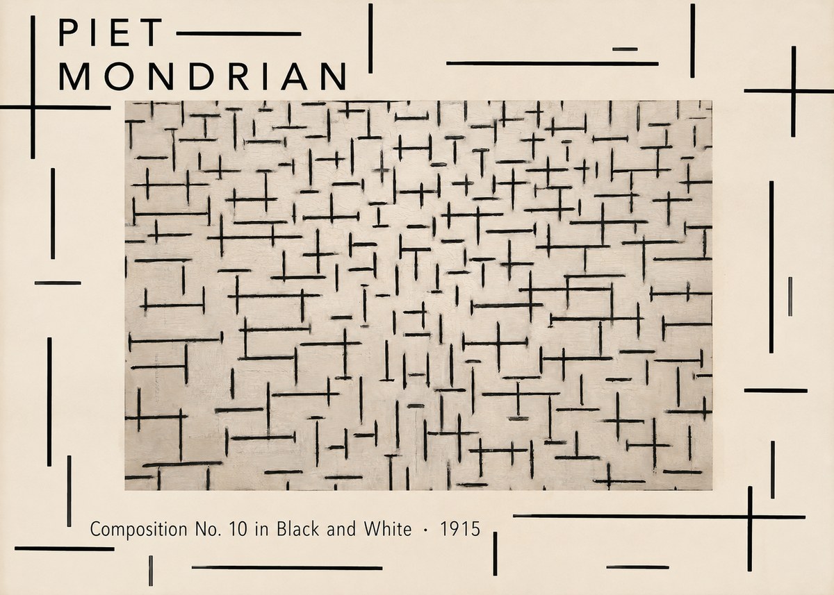 Piet Mondrian Composition No. 10 in Black and White No4 - Plakát