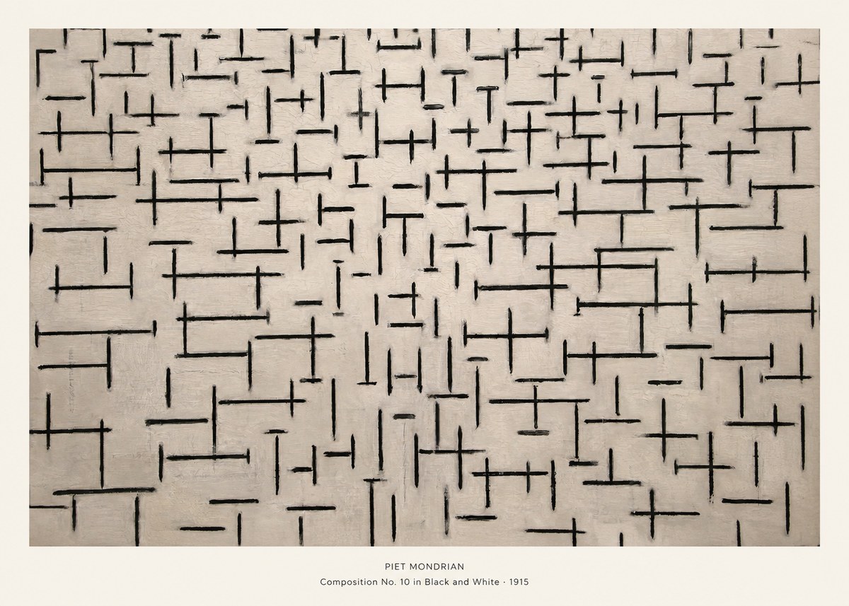Piet Mondrian Composition No. 10 in Black and White No5 - Plakát