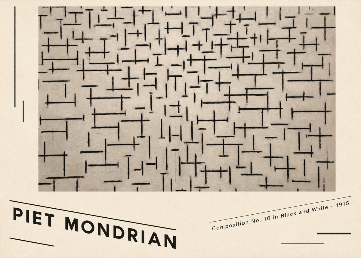 Piet Mondrian Composition No. 10 in Black and White No6 - Plakát