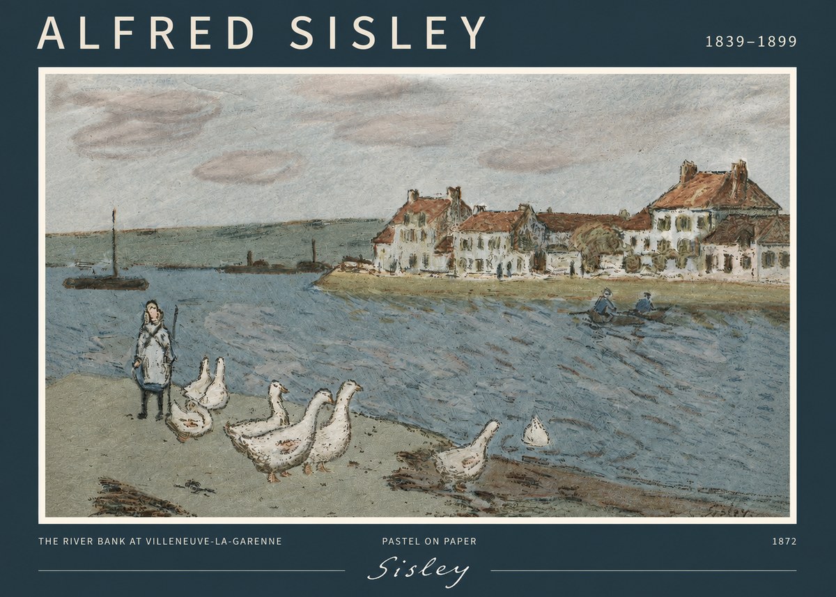 Sisley The River Bank at Villeneuve-la-garenne No2 - Plakát