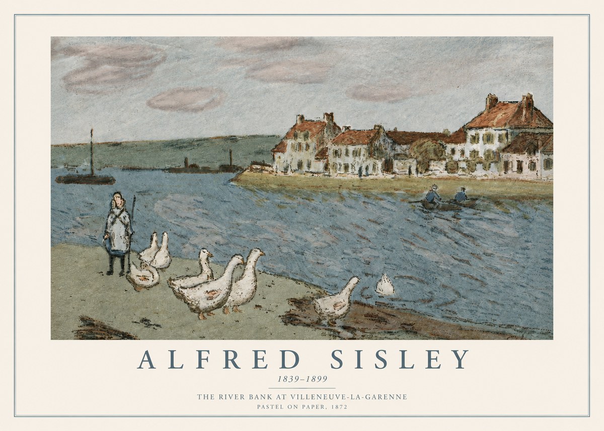 Sisley The River Bank at Villeneuve-la-garenne No3 - Plakát