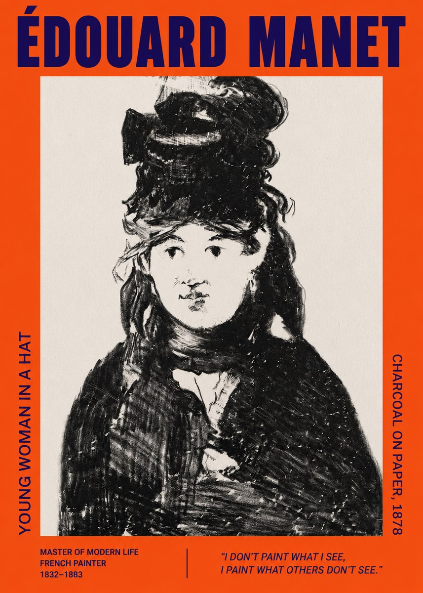 Édouard Manet Young Woman in a Hat III No2 - Plakát