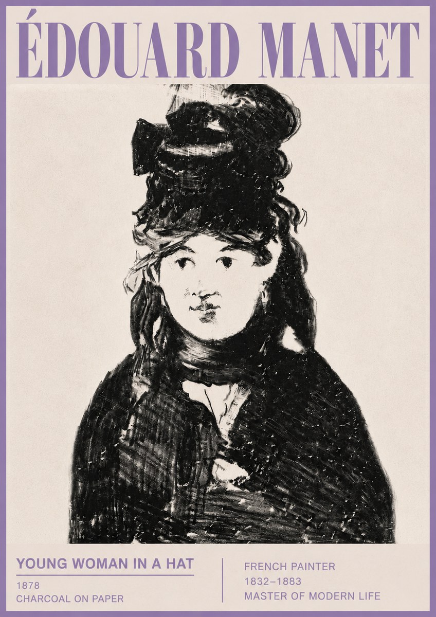 Édouard Manet Young Woman in a Hat III No5 - Plakát