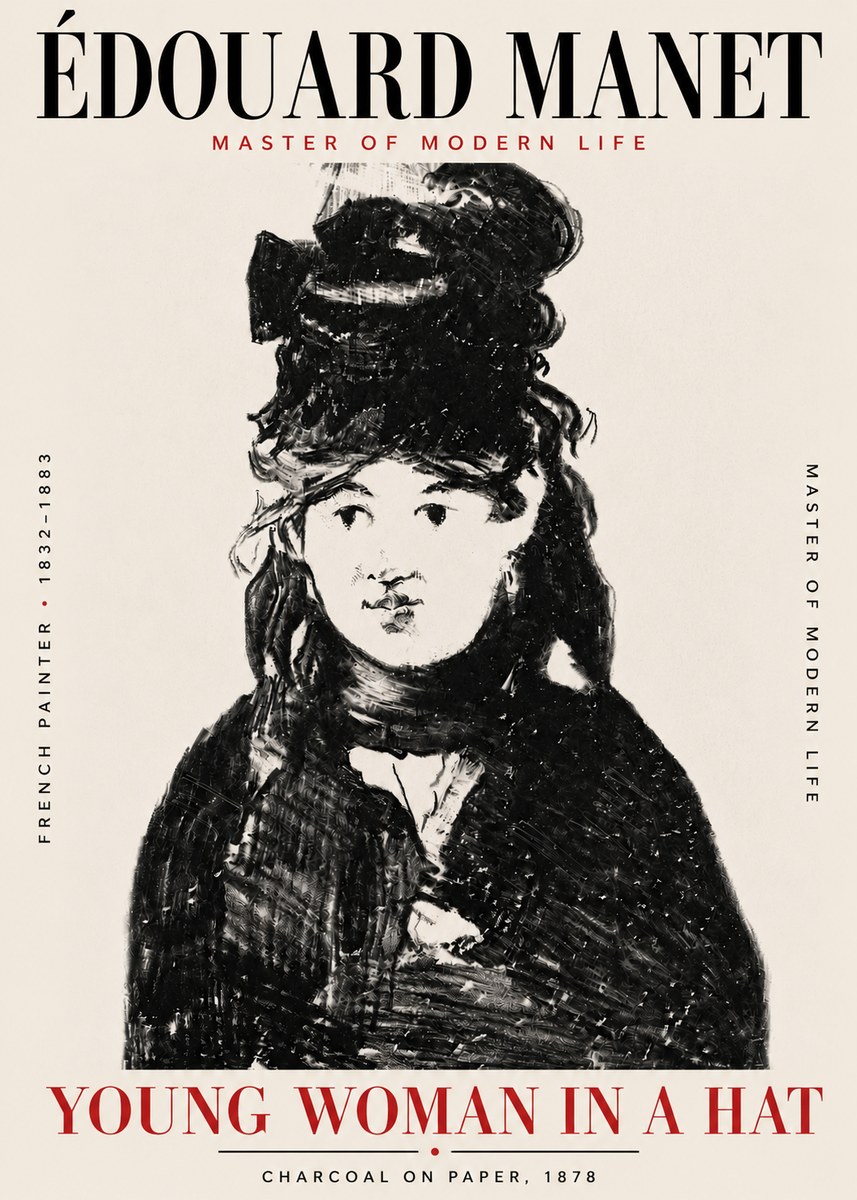 Édouard Manet Young Woman in a Hat III No6 - Plakát