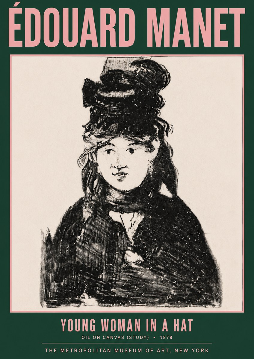 Édouard Manet Young Woman in a Hat IV No3 - Plakát