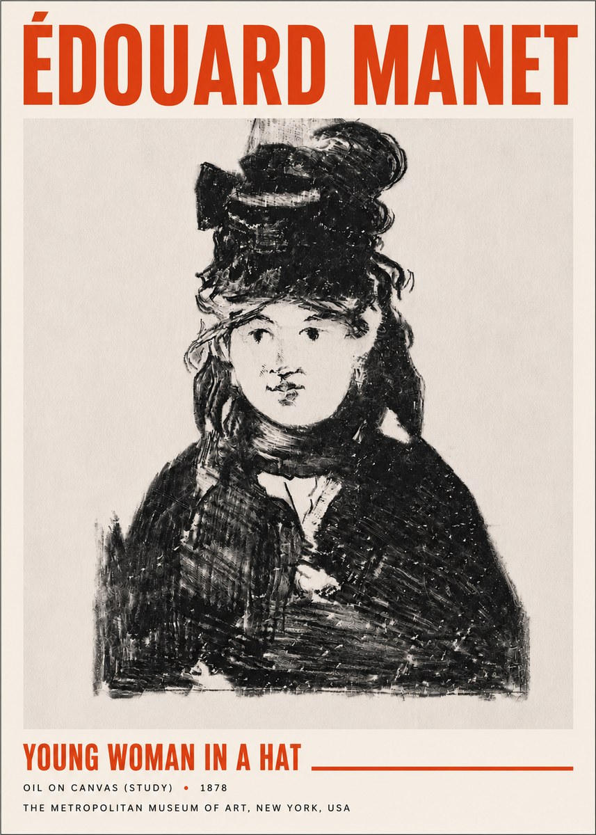 Édouard Manet Young Woman in a Hat IV No5 - Plakát