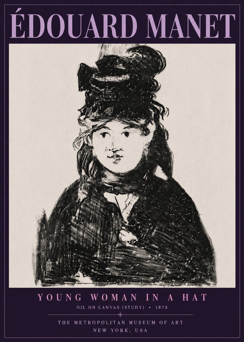 Édouard Manet Young Woman in a Hat IV No6 - Plakát