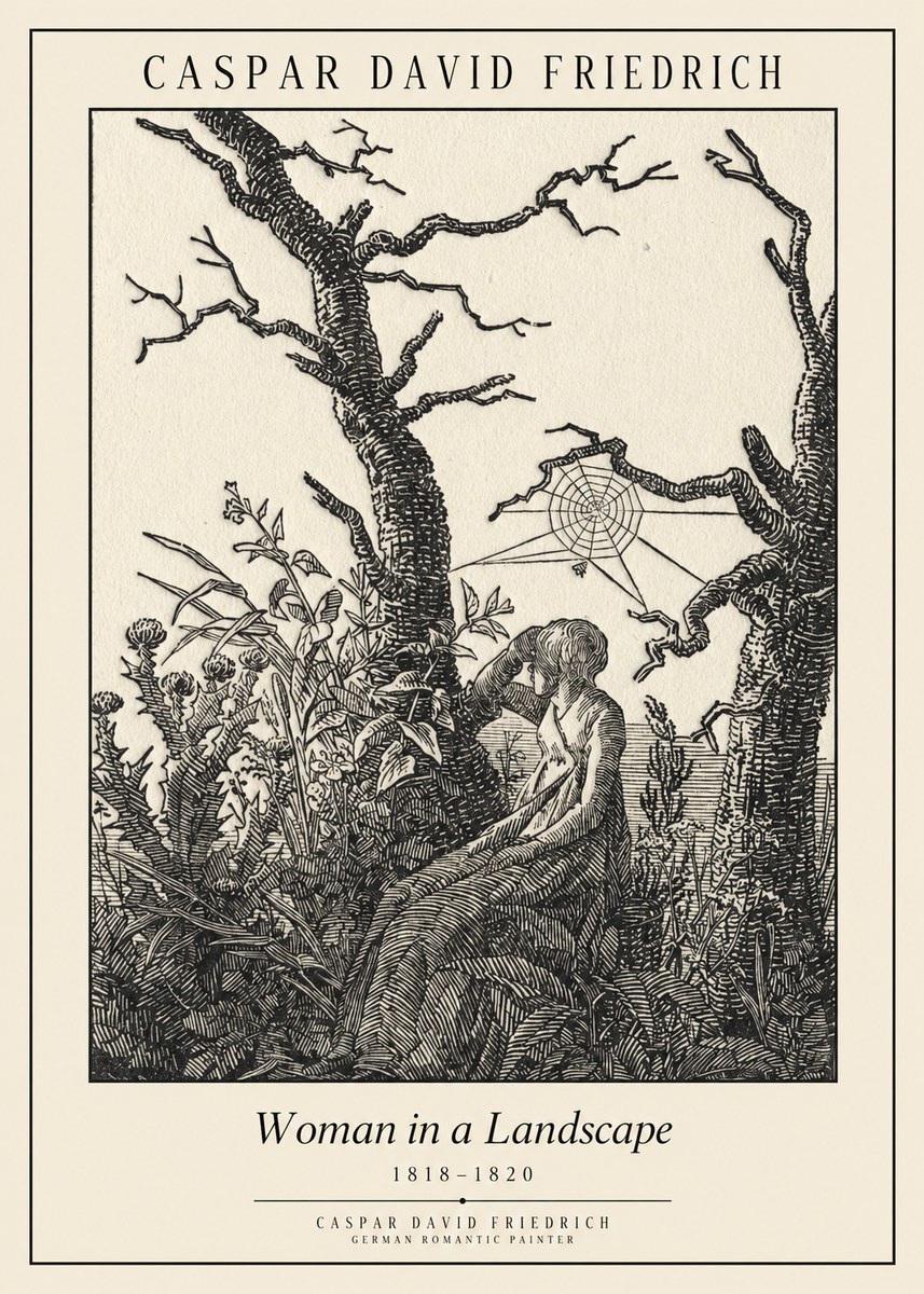 Caspar David Friedrich Woman in a Landscape No1 - Plakát