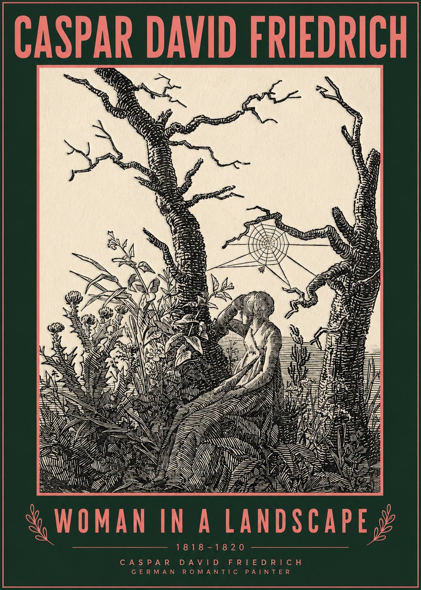 Caspar David Friedrich Woman in a Landscape No2 - Plakát