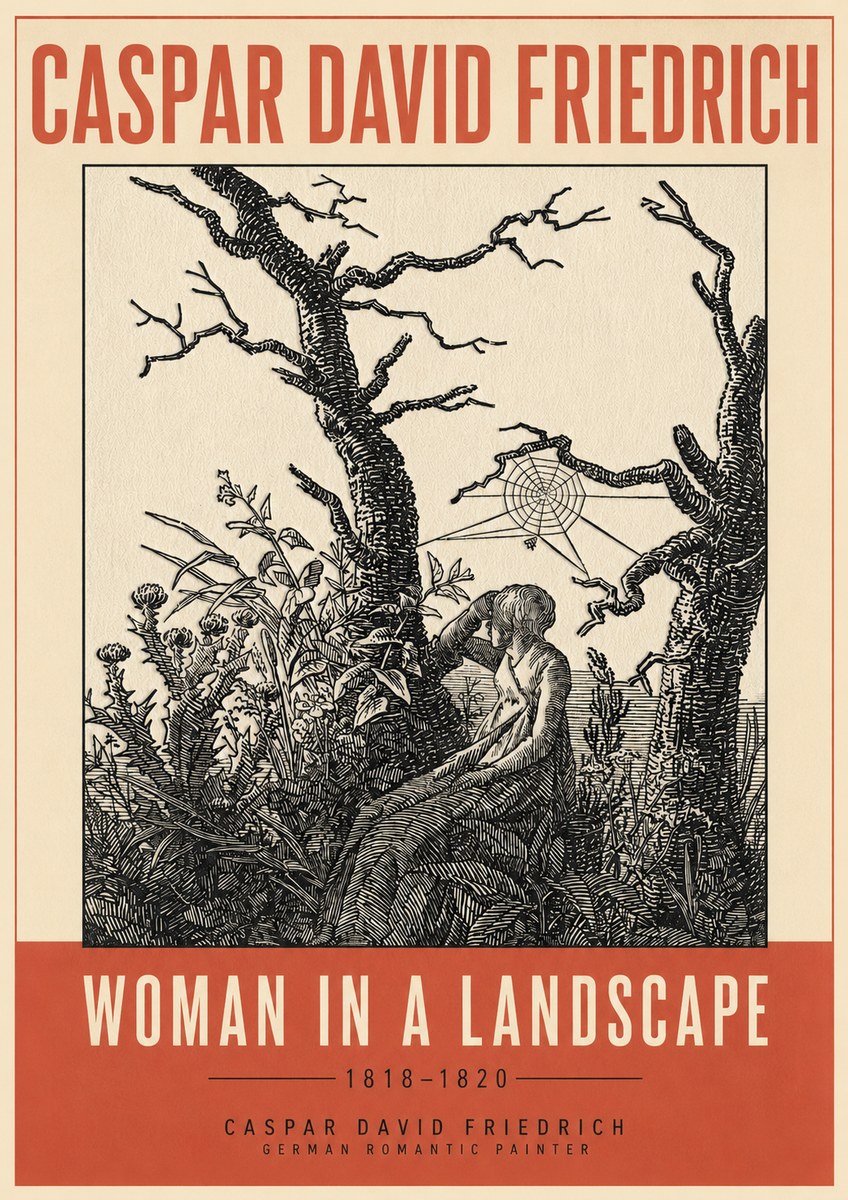 Caspar David Friedrich Woman in a Landscape No3 - Plakát