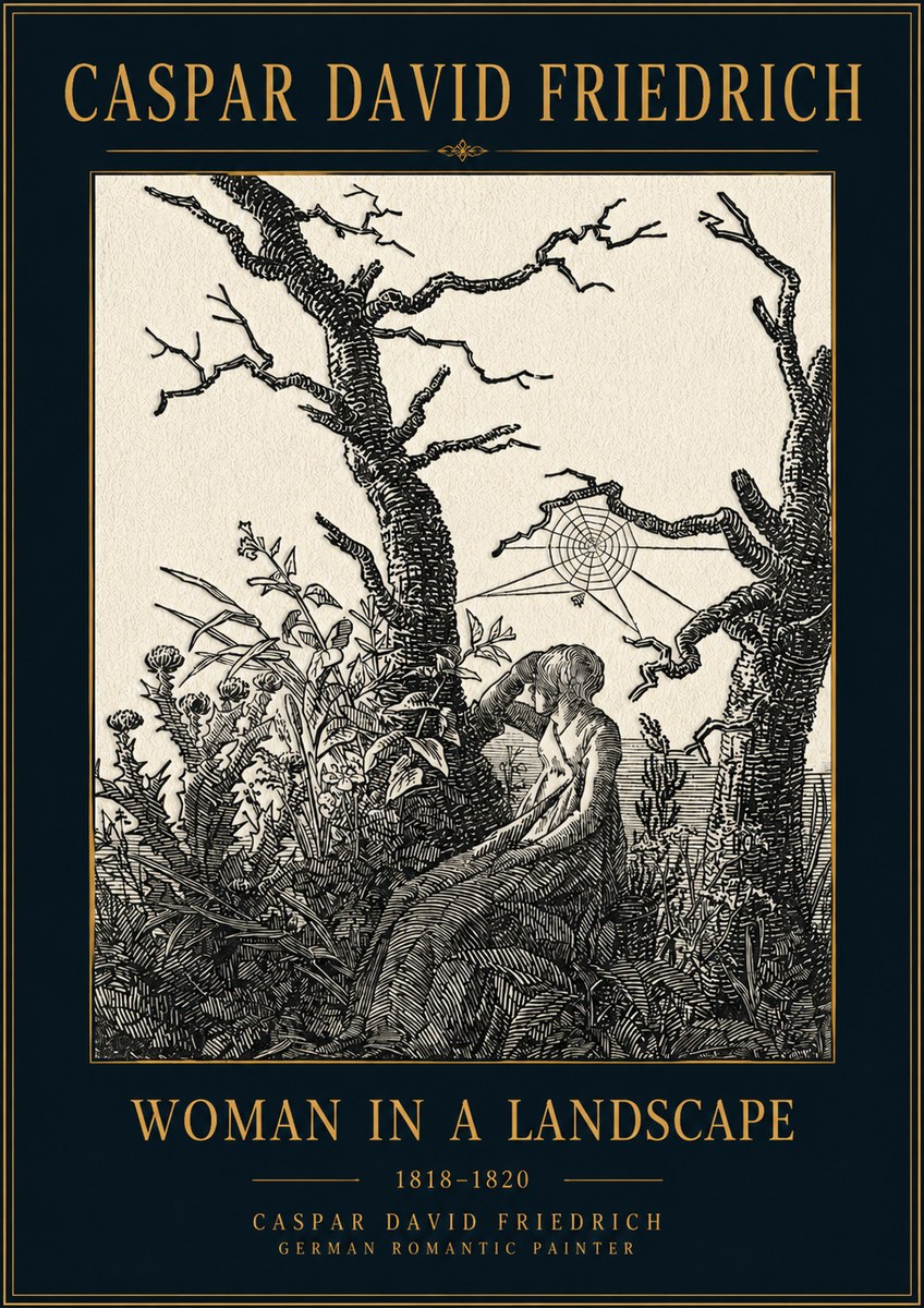 Caspar David Friedrich Woman in a Landscape No4 - Plakát