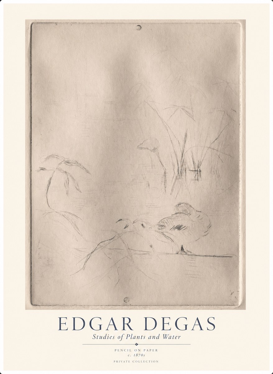 Edgar Degas Studies of Plants and Water No1 - Plakát
