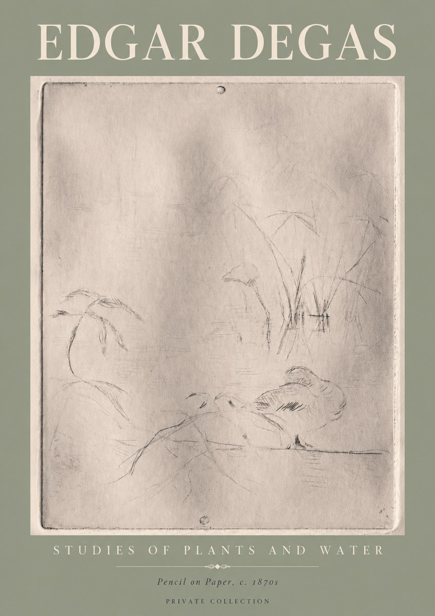 Edgar Degas Studies of Plants and Water No4 - Plakát