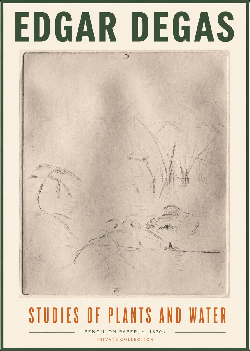 Edgar Degas Studies of Plants and Water No5 - Plakát