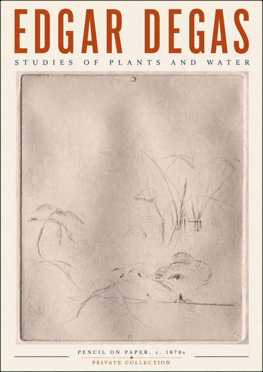 Edgar Degas Studies of Plants and Water No6 - Plakát