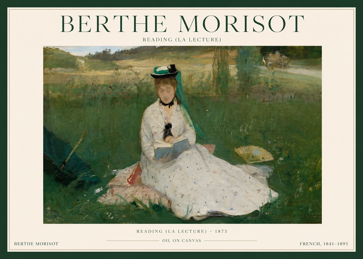 Berthe Morisot Reading (La Lecture) No1 - Plakát