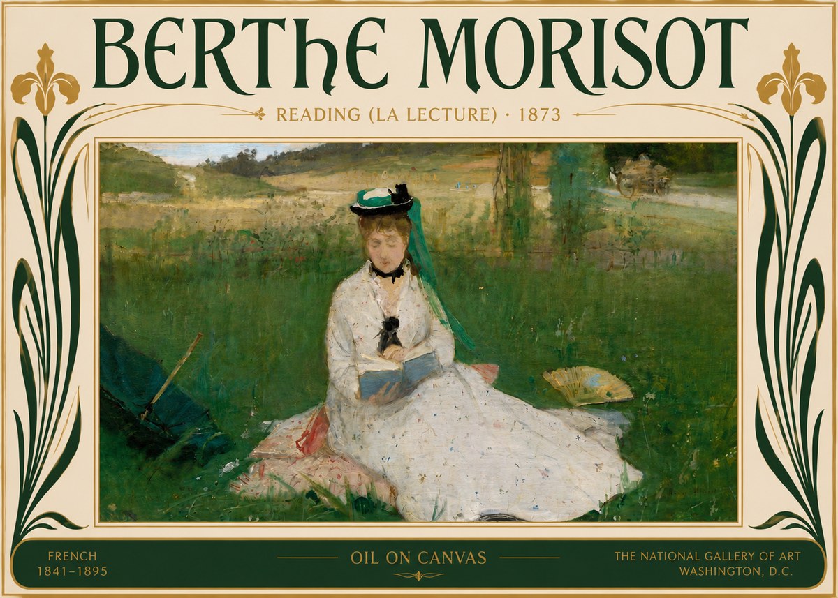 Berthe Morisot Reading (La Lecture) No5 - Plakát