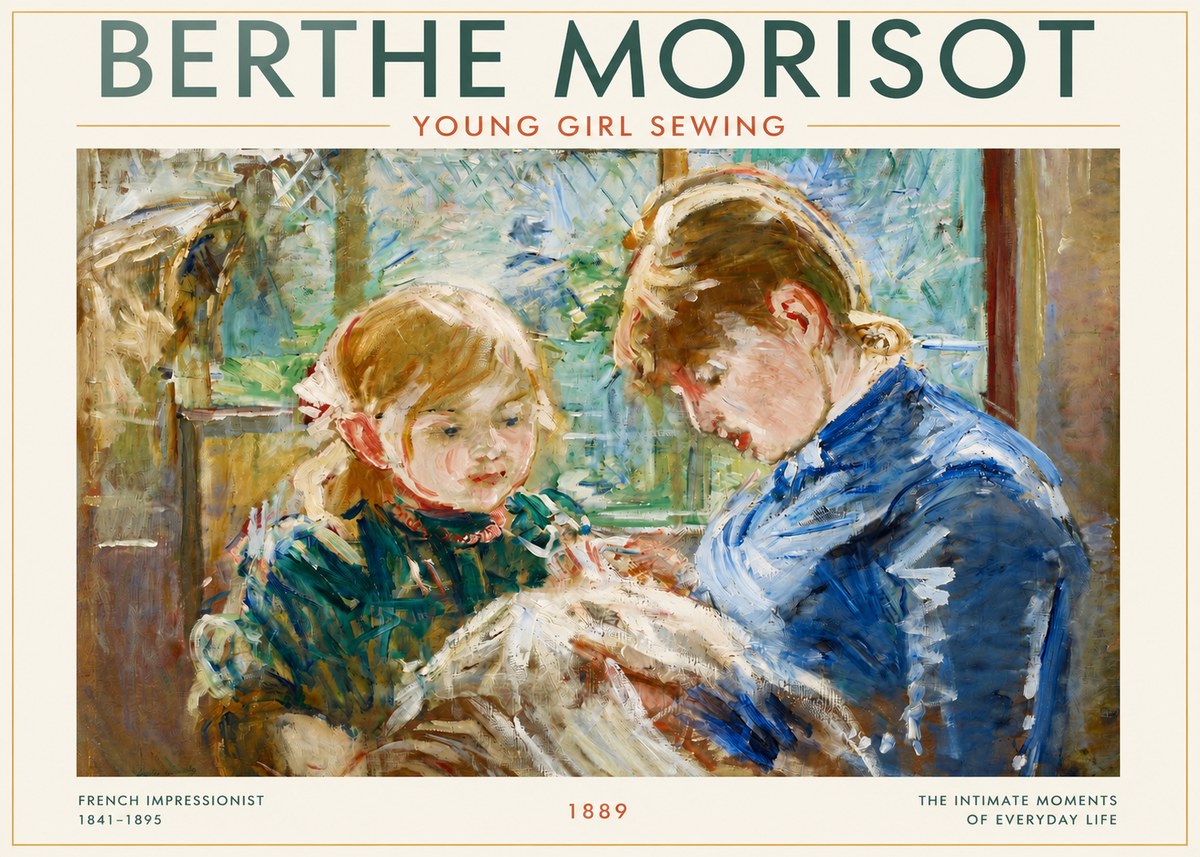 Berthe Morisot Young Girl Sewing No3 - Plakát
