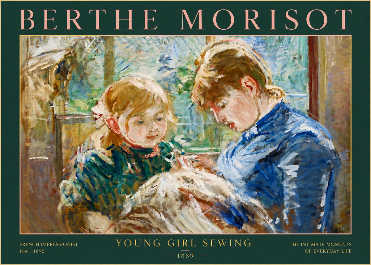 Berthe Morisot Young Girl Sewing No4 - Plakát