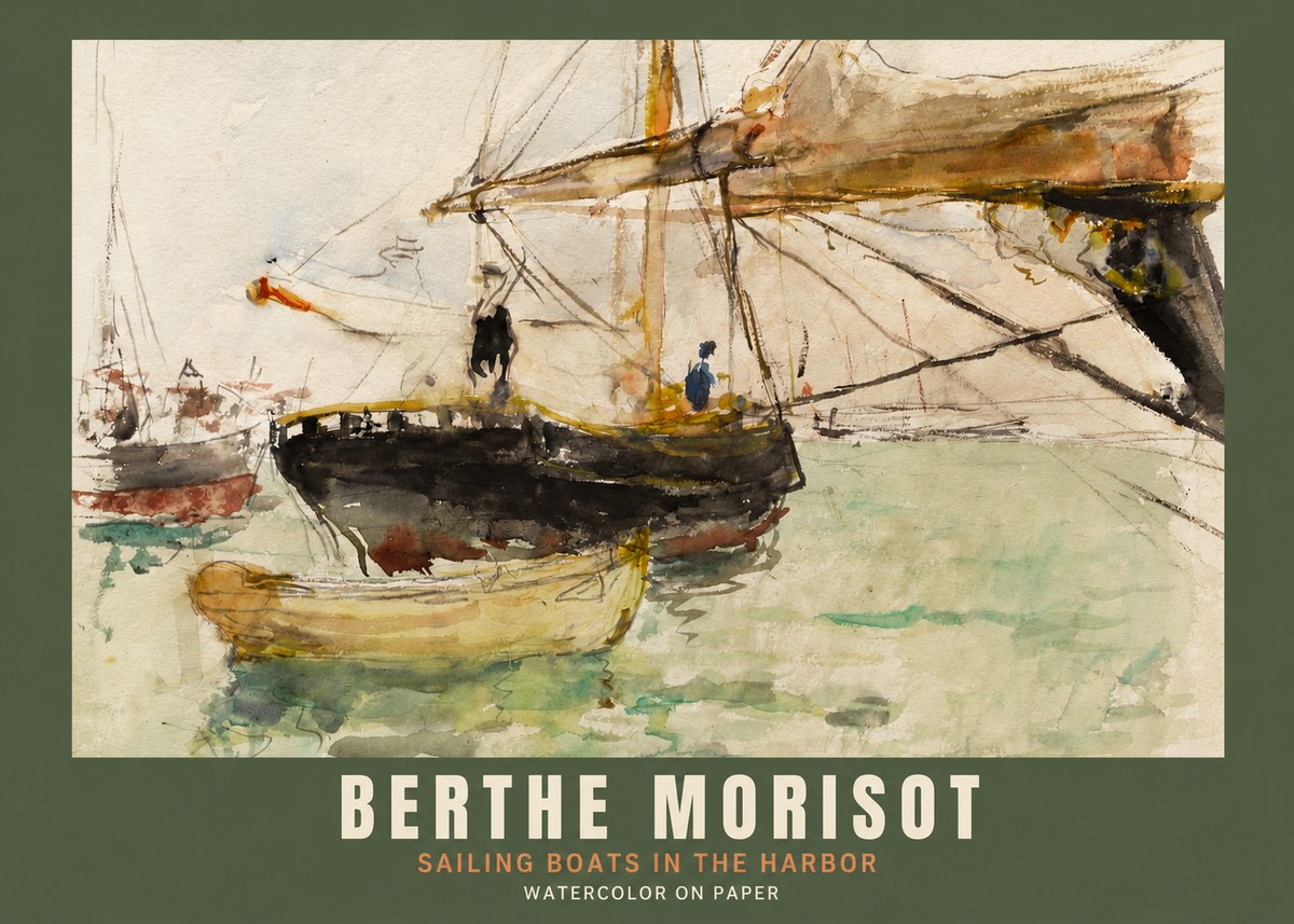 Berthe Morisot Sailing Boats in the Harbor No2 - Plakát