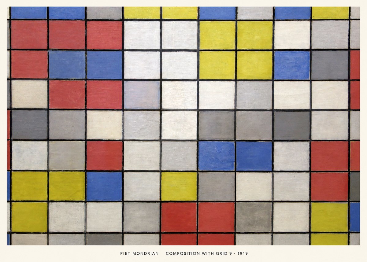Piet Mondrian Composition with Grid 9 No5 - Plakát
