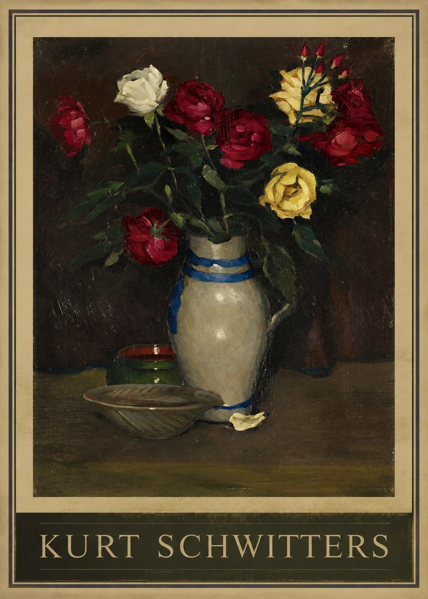 Kurt Schwitters Still Life with Roses No1 - Plakát