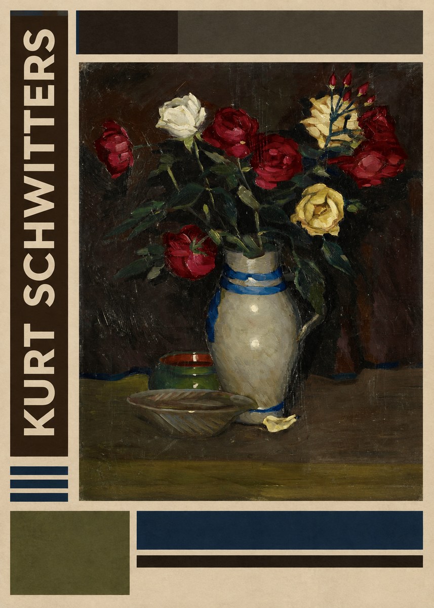 Kurt Schwitters Still Life with Roses No2 - Plakát