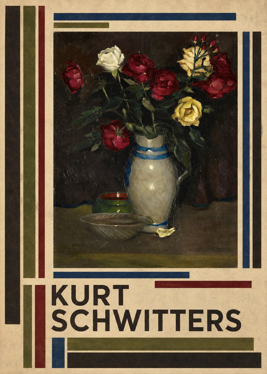 Kurt Schwitters Still Life with Roses No4 - Plakát