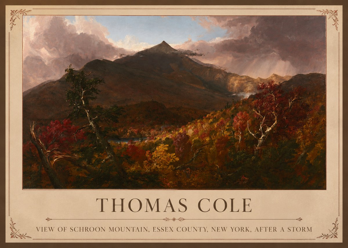 Thomas Cole View of Schroon Mountain, Essex County, New York, After a Storm No1 - Plakát