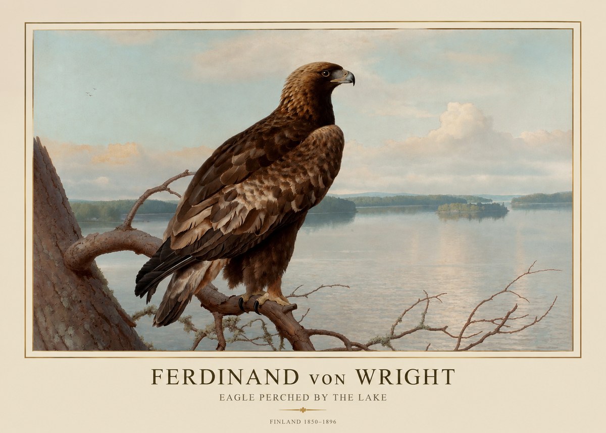 Ferdinand von Wright Eagle Perched by the Lake No1 - Plakát