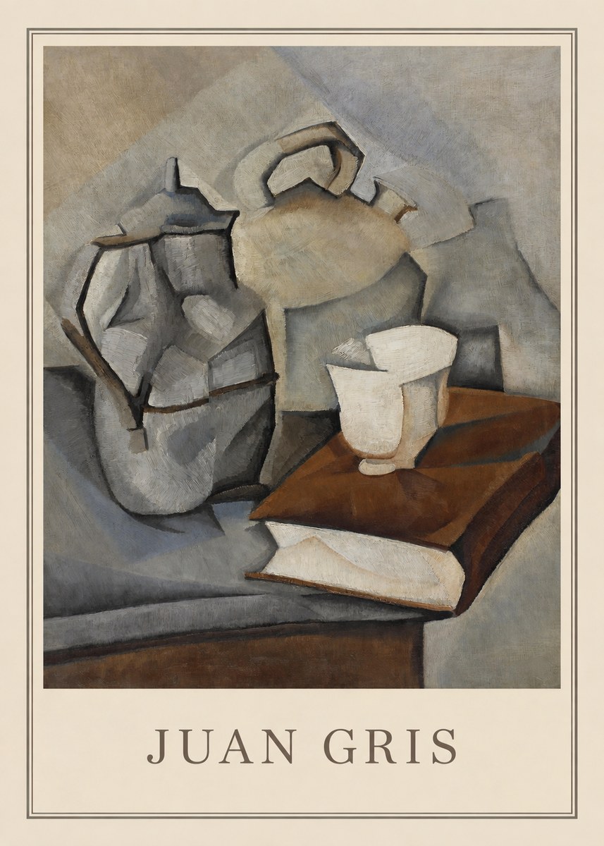 Juan Gris Still Life with Book and Vessels No3 - Plakát