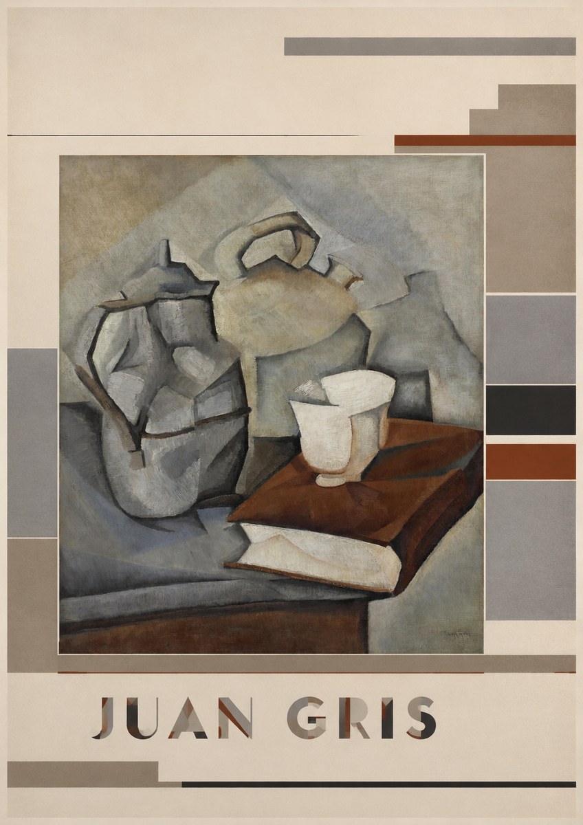 Juan Gris Still Life with Book and Vessels No5 - Plakát
