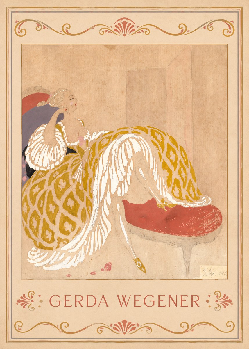 Gerda Wegener Woman in Yellow Dress No2 - Plakát