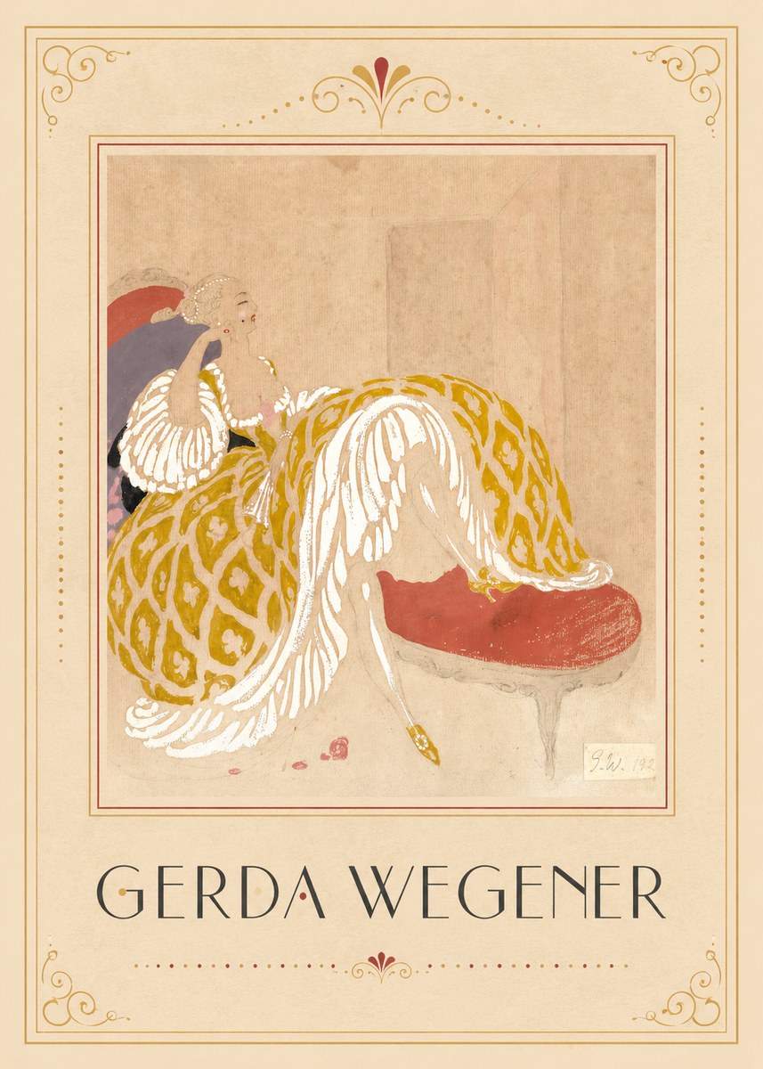 Gerda Wegener Woman in Yellow Dress No3 - Plakát