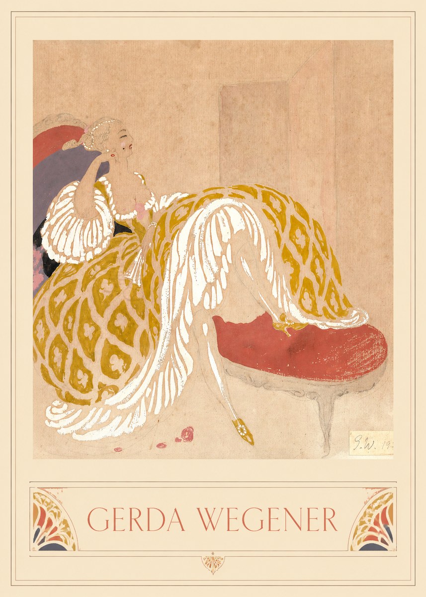 Gerda Wegener Woman in Yellow Dress No4 - Plakát