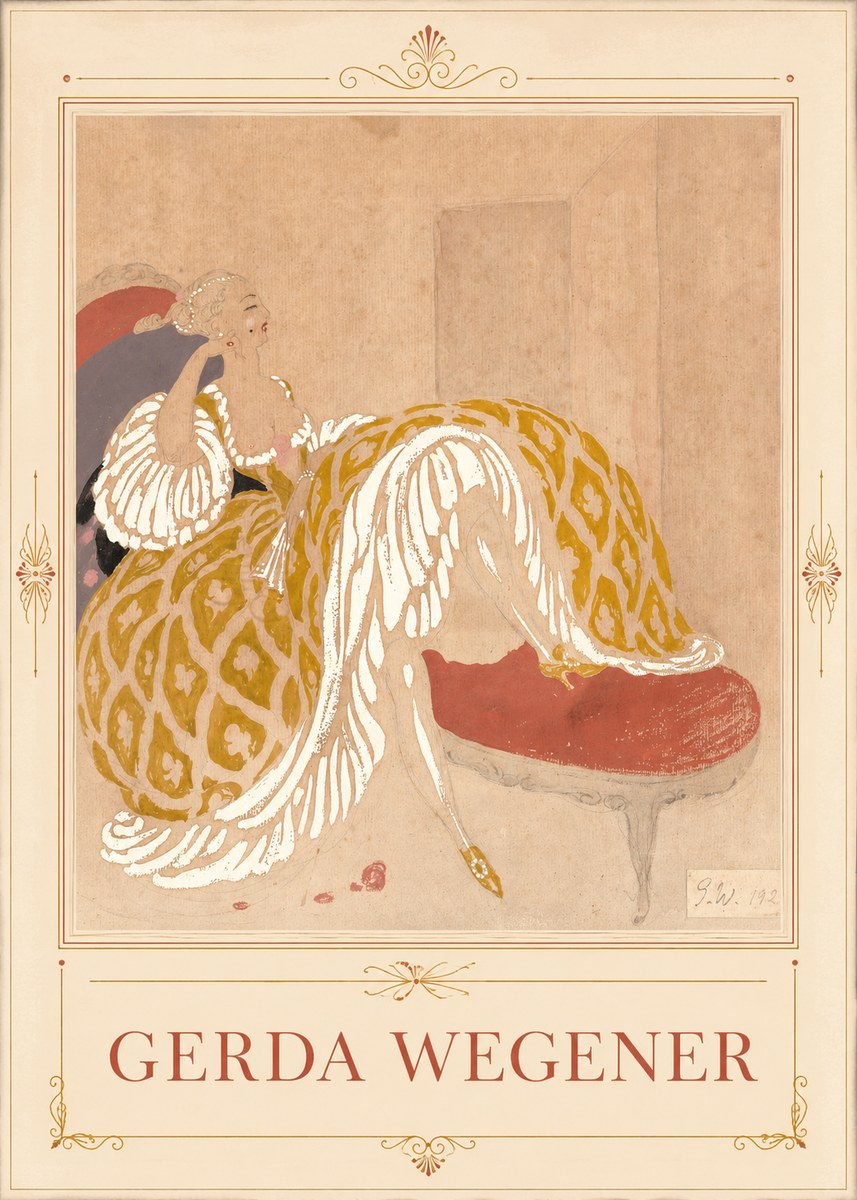 Gerda Wegener Woman in Yellow Dress No5 - Plakát