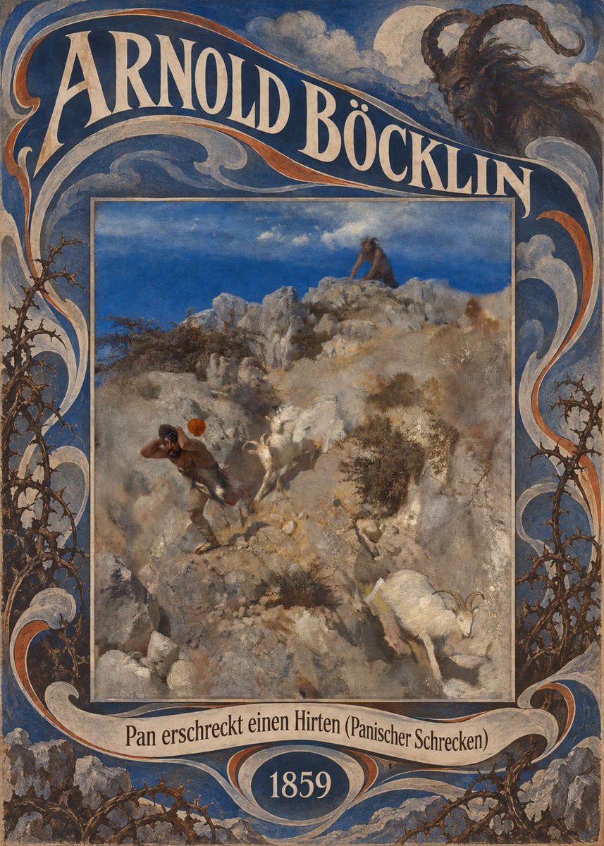 Arnold Böcklin Pan Erschreckt Einen Hirten (Panischer Schrecken) No6 - Plakát