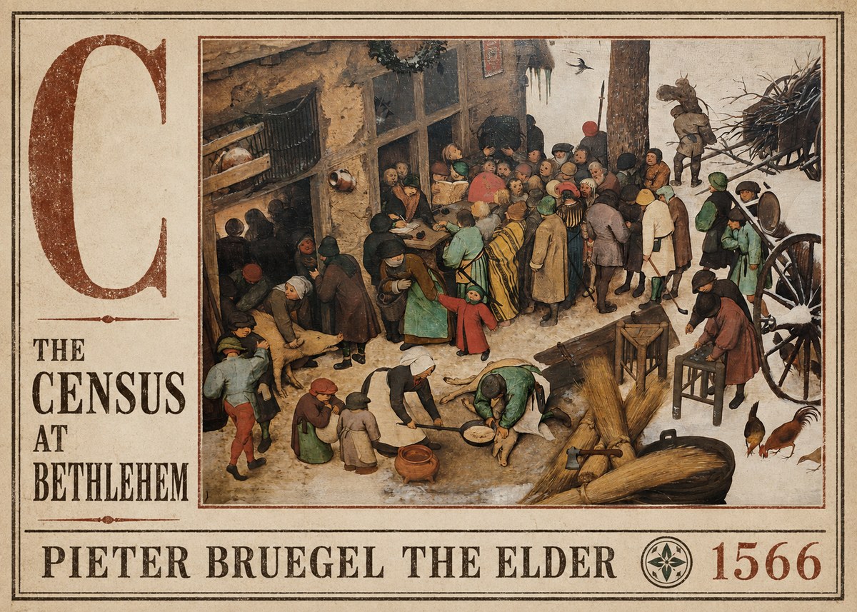 Pieter Bruegel The Census at Bethlehem III No4 - Plakát